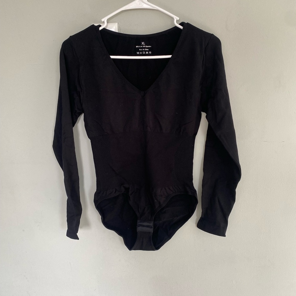 Black Long Sleeve Spandex One Piece